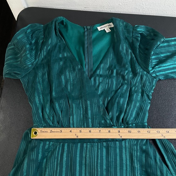 Allison Kelly Mini Dress XS Green‎ Tiered Holiday Forest Fairy Grunge Babydoll - Picture 11 of 14